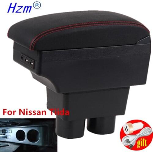 For Nissan Sylphy Versa Tiida Latio armrest box Interior special Retrofit parts Center Car Armrest box with USB LED light