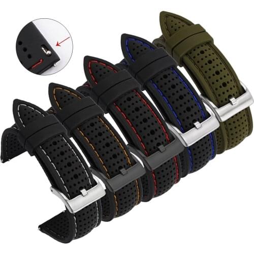 18mm 20mm 22mm 24mm Universal Silicone Strap Quick Release Breathable Bracelet Band for Samsung S3 46mm Huawei Watch GT/2/2e/Pro