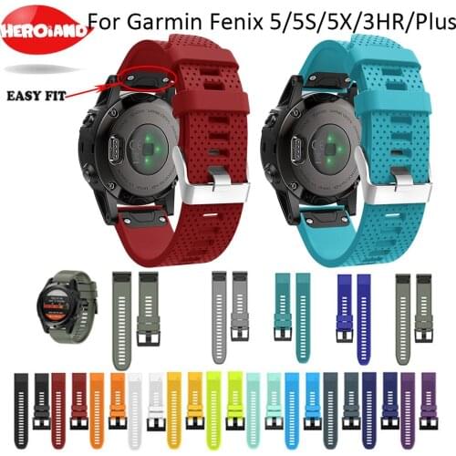 26 22 20mm Quick Release Easy Fit Silicone Watch Wrist band Strap for Garmin Fenix 5X 5 5s/Plus 3 3HR S60 D2 Mk1 Smart watch