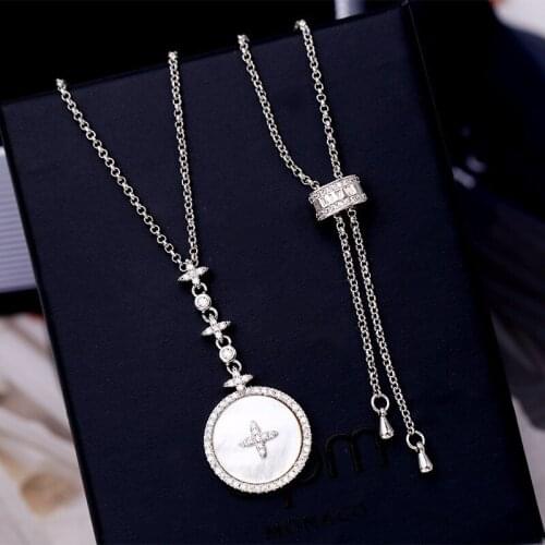 Luxurious Star Shell Pendant Necklace Adjustable Sweater Necklaces Choker Jewelry for Women Girls Wedding Party Birthday Gift