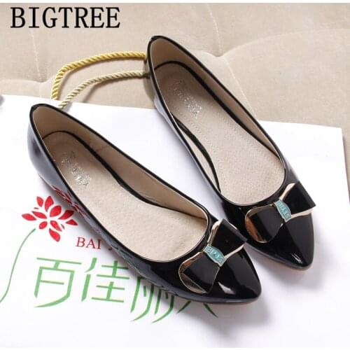 Korean Shoes Pointed Toe Flats Butterfly-knot Pink Shoes Woman Spring Shoes Women Black Flats Zapatos Charol Mujer Ayakkabı 2020
