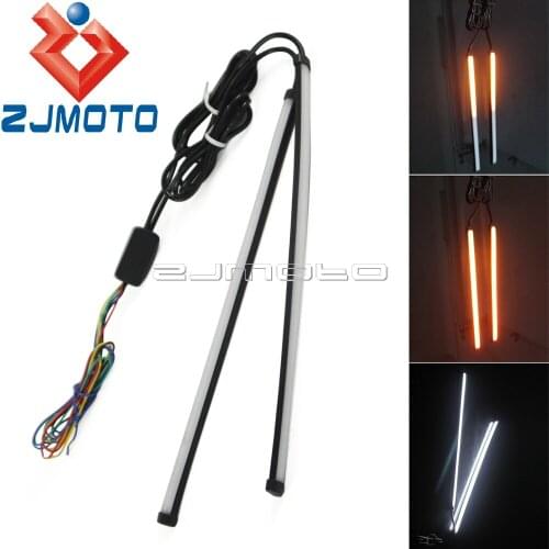 Universal 29cm Motorcycle Flowing Switchback LED Strip Taillight Sequential Dual Tail Light w/ Brake Running Light Turn Signals
