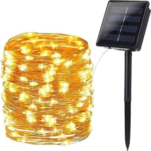 Yohencin Warm White 10M 100pcs LED Waterproof Solar Decorative for Christmas Parties Garden Solar Fairy Lights Outdoor