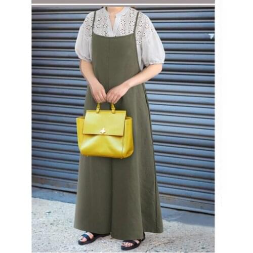 Summer 2021 New Oversized Women Jumpsuits Cotton Linen Playsuits Wide Leg Pants Solid Color Bodysuits Elegant Playsuits