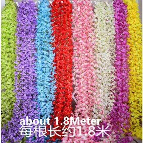 1.8 M Wedding party favors Artificial flowers Silk Flowers Long Wisteria Rattan For Wedding home Christmas decorations HW010