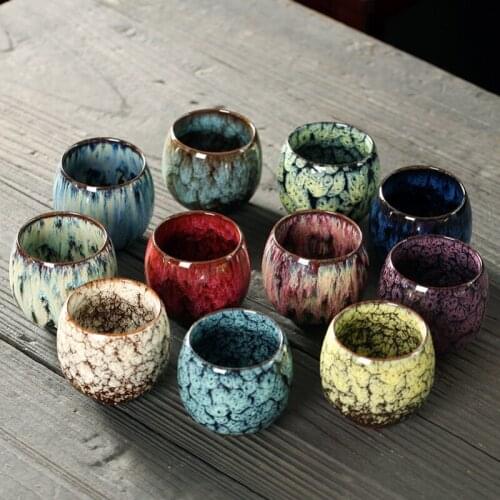 1pcs/2pcs/4pcs Kiln Change China Ceramic Tea Cup Porcelain Kung Fu Cups set Pottery Drinkware Tableware Wholesale Egg Style