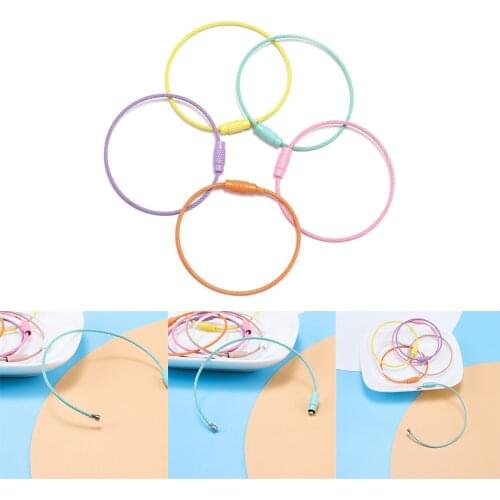 10Pcs/Lot Stainless Steel Wire Keychain Cable Rope Key Holder Keyring Key Chain Rings for DIY Hand Jewelry Key Holder Tools