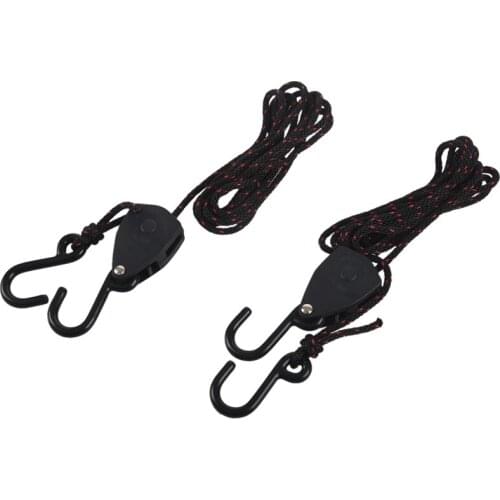 2 PCS Pulley Ratchets Kayak and Canoe Boat Bow and Stern Rope Lock Tie Down Strap 1/8 Inch Duty Adjustable Rope Hanger