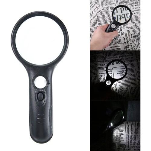 45X Magnifiers With 3 LED Light Handheld Magnifying Glass Loupe Reading Jewelry Microscope Lens Craft Examine Repair Tools