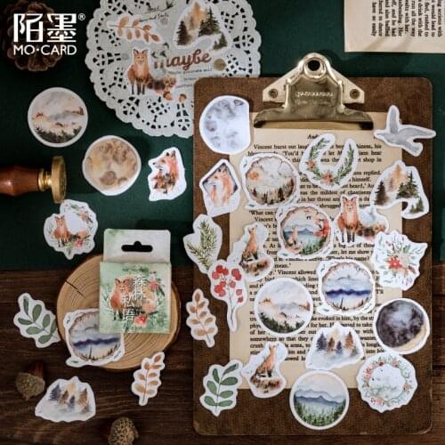 46PCS/PACK Kawaii Cute Forest Fox Plant Stickers Scrapbooking Marker Book Diary School Supplies Stationery Bullet Journal sl2999
