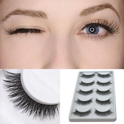 5 Pairs Cross Lengthen False Eyelashes Natural Looking Fake Lashes Eye Makeup
