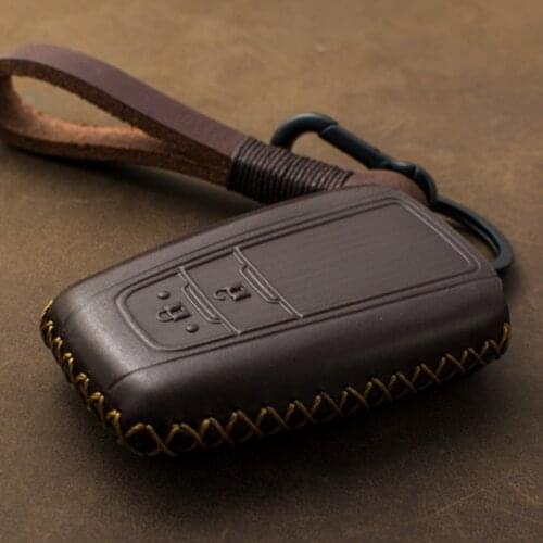 Genuine leather hand made car key cover fob case for Toyota Camry 2018 2019 C-HR CHR Land Cruiser Prado Corolla RAV4 key bag