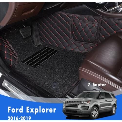 For Ford Explorer 2019 2018 2017 2016 (7 Seats) Luxury Double Layer Wire Loop Car Floor Mats Auto Carpets Interior Waterproof