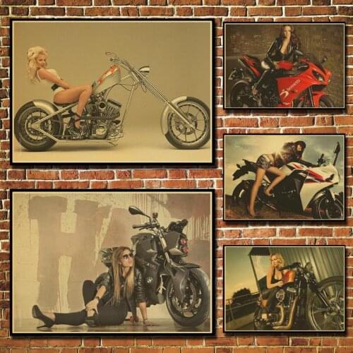 Dropship Rider Vintage Paint Kraft Paper Poster motorcycle Retro Bar Cafe Living Room Wall Art Crafts paper picture