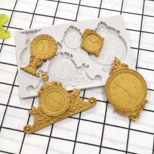 European Retro Clock Mold Fondant Cakes Decorating Tools Silicone Mold Sugarcrafts Chocolate Baking Tool For Cakes Gumpaste Form