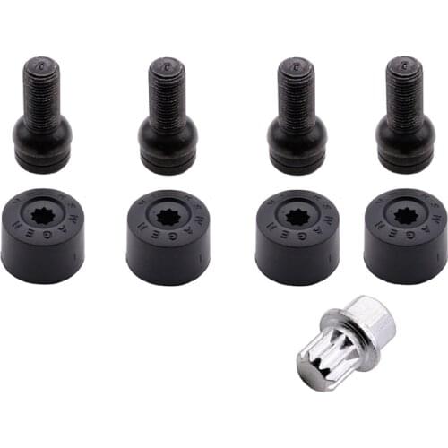 M14*1.5MM Black Steel Wheel Bolt & Lock Lug Nut Set With Key For Golf Jetta Bora Car Accessories 1K0 698 137 1K0698137