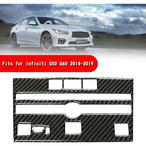 NEW-Carbon Fiber Center Control CD Panel Cover Trim for Infiniti Q50 2014-2019