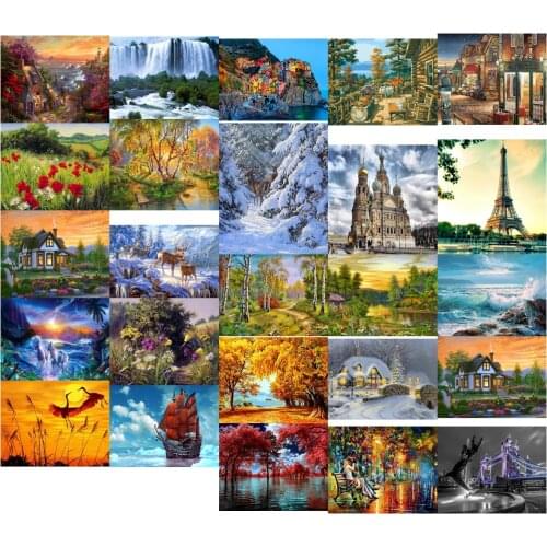 Landscape City Street View cross stitch kit people 18ct 14ct 11ct count canvas stitches embroidery DIY handmade needlework
