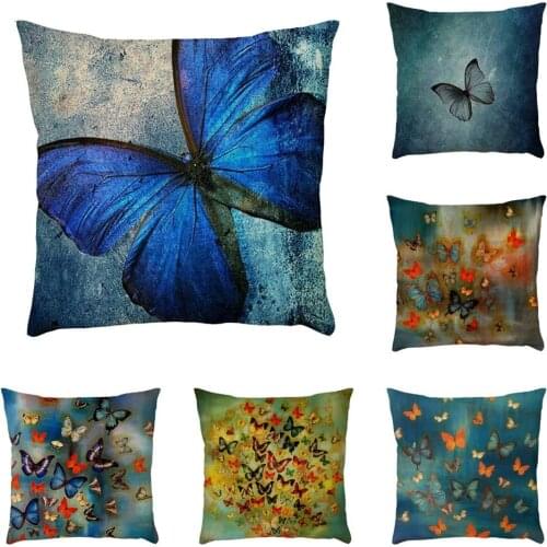 Letter Colorful butterfly Pattern Pillowcase Pillow Case Cushion Cover Sofa Home Car Decor cojines decorativos para sofa A20