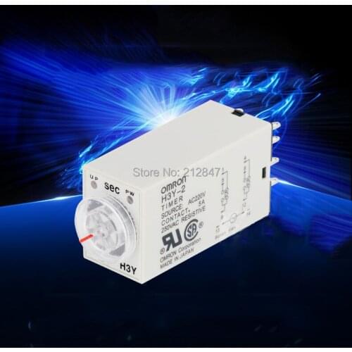 AC220V/DC24V 30Min 0-30 Minute Delay Timer Time Relay H3Y-2 + 8 Pin DIN Rail Socket