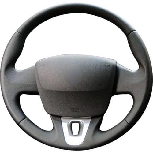 Hand-stitched Black Genuine Leather Car Steering Wheel Cover for Renault Megane 3 Scenic 3 Kangoo 2 Kangoo Maxi Samsung SM3