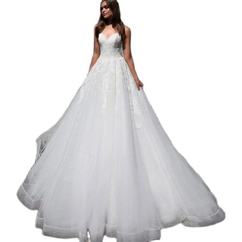 Princess Sweetheart Ball Gown Wedding Dresses 2020 Lace Applique Chapel Train Plus Size Formal Bridal Gowns Applique