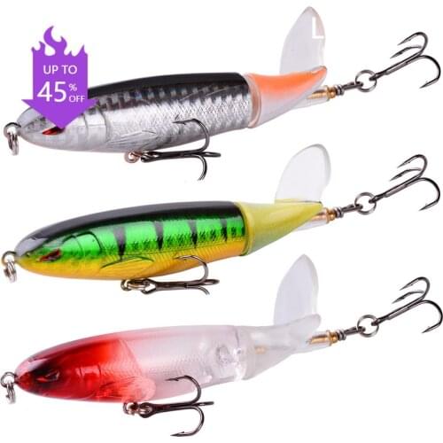 1 Pcs 10cm 13g Topwater Fishing Lures Whopper Popper Artificial Bait Hard Plopper Soft Rotating Tail Fishing Tackle Fishing Bait