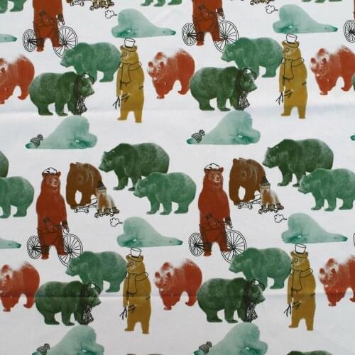 1 yard Cotton Woven Fabrid - Animal, Bear (width=140cm)