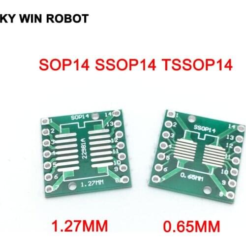 10pcs SOP14 SSOP14 TSSOP14 to DIP14 Pinboard SMD To DIP Adapter 0.65mm/1.27mm to 2.54mm DIP Pin Pitch PCB Board Converter Socket