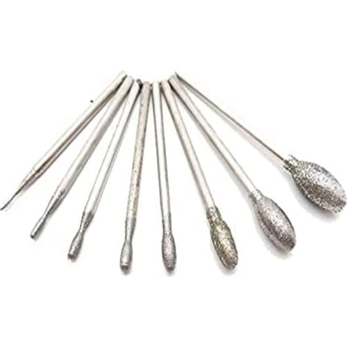 8 Pcs 400 Grit Fine Polishing Diamond Coated Grinding Tip 2.35 mm Mandrel Diamond Mounted Carving Tool For Rotary Tool