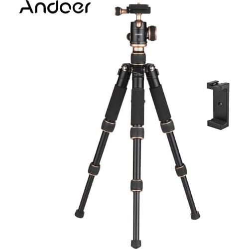 Andoer 53cm/21" Travel Portable Mini Tripod w/Tripod Mount Ball Head Quick Release Plate for Canon Nikon Sony for Samsung iPhone
