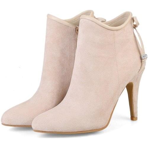 Big Size 9 10 11 12 13 boots women shoes ankle boots for women ladies boots shoes woman winter Solid color round head thin heel