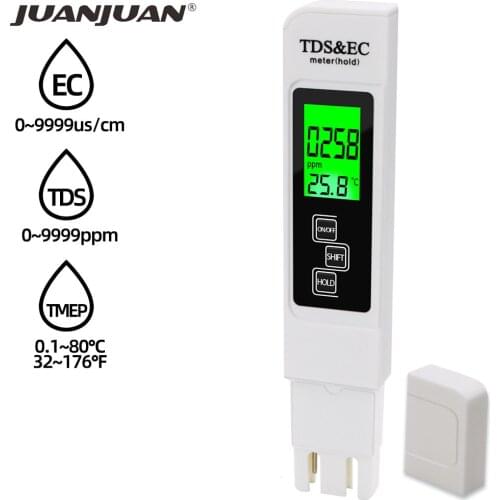 Digital EC Meter 3 IN 1 TDS EC Tester Temperature Purity Drinking Water Quality Tester for Aquarium Pool LCD Display 30% off