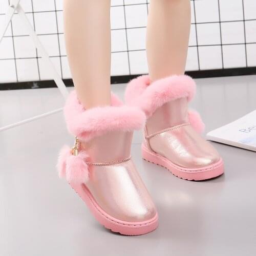 Children Winter Boots For Baby Girls Snow Buckle Boots Kids Shoes Velvet 2019 Boy Shoes Warm Plush School Fashion Shoe