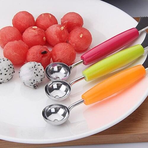 Fruit Dig Ball Spoon Carving Knife Kiwi Fruit Waterlemon Scoop Melon Digger Fruit Jar Mashed Baller Cutter 2 In 1 Dual-head Cut