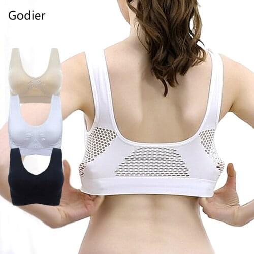 Godier Breathable Sports Bras,Women Hollow Out Padded Sports Bra Top,S-XXL Plus Size Gym Running Fitness Yoga Sports Tops