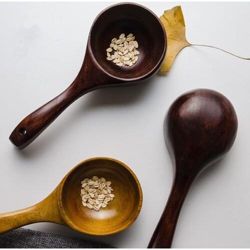 Natural Wood Spoon Soup Water Ladle Wooden Cooking Scoop Spoon Catering Japanese Style Tableware Wooden Kitchen Utensils Tools