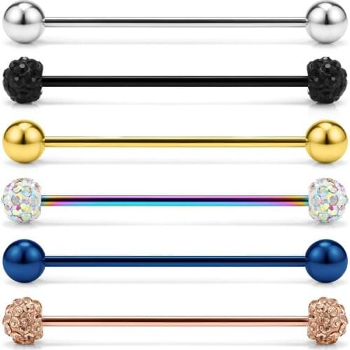 JFORYOU 14G Stainless Steel Industrial Barbell Earring Cartilage Body Piercing Jewelry 1 1/2 Inch(38mm)