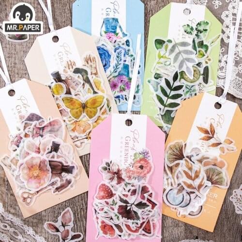 JIUMO 8 Designs 40 Pcs/bag Dreamland Flower Room Series Ins Style Creative Hand Account DIY Decor Collage Material Stickers