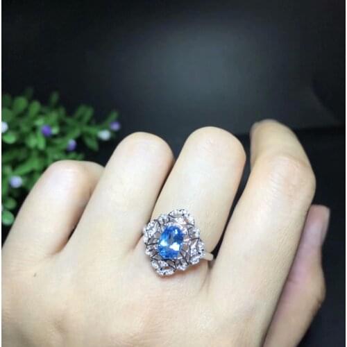 925 Pure silver inlaid natural Topstone ring fashion style can be determined as a dead ring