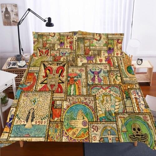 Fanaijia 3d Tarot Bedding Set Luxury Duvet Cover Set with Pillowcase Bed Set Full Size Comforter Sets Microfiber Fabric