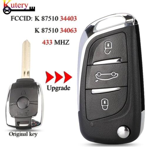 Kutery 3 Buttons Remote control For SSANGYONG KEY WITH ELECTRONICS 433 MHZ Actyon Kyron Rexton Korando Uncut Blade car keys