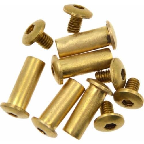 5pcs 15/12.5mm Brass Hexagonal shank screw with round head Pins Knife Handle Screw Culter
