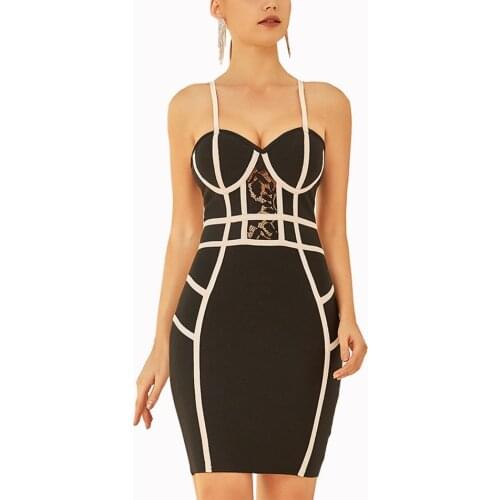 Summer Womens Spaghetti Belt Bandage Dress 2021 New Sexy Lace Sleeveless Striped Sling Halter Mini Party Club Dresses