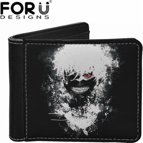 Fashion Mens Wallet Money Bag Tokyo Ghoul Pattern Leather Business Short Wallet Anime Wallets Multi-card Soft Purse Coin Bag