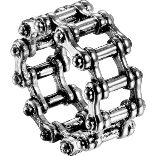 BONISKISS Mens Simple Bike Chain Punk and Rock Biker Ring 316L Stainless Steel for Men Size 7-15