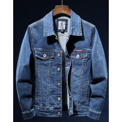 New autumn mens blue denim jacket fashion comfortable denim jacket mens casual denim jacket large size