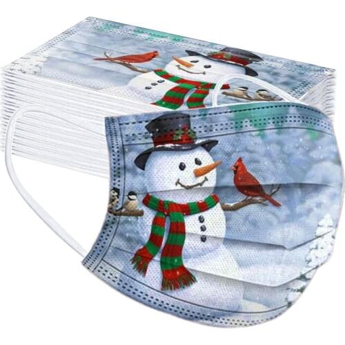 50PC Disposable Adult Masks Wrap 3Ply Non-woven Face Mask Christmas Face Cover For Man Women Skin Care masque mascarilla facial