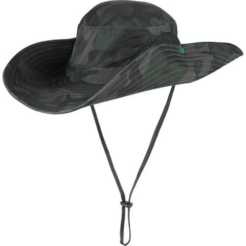 Bucket Hat Quick Drying Folding Sunshade Outdoor Fisherman Cap With Chin String