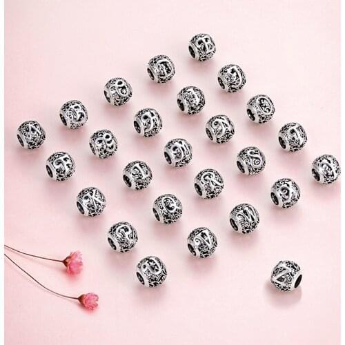 Mori Letters Charms 100% 925 Sterling Silver Letter A-Z Beads Pendant For Bracelets Necklace 2020 New Jewelry